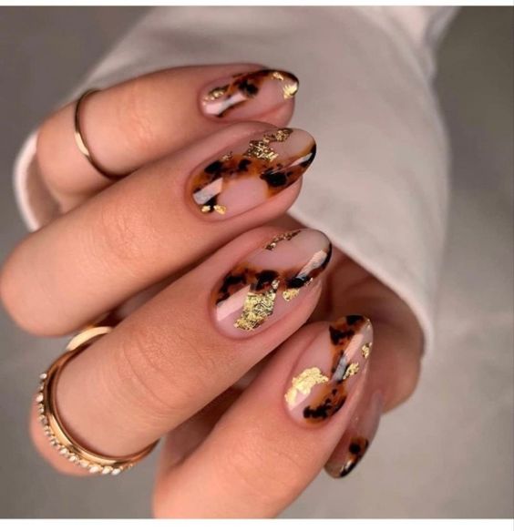 leopard foil nails